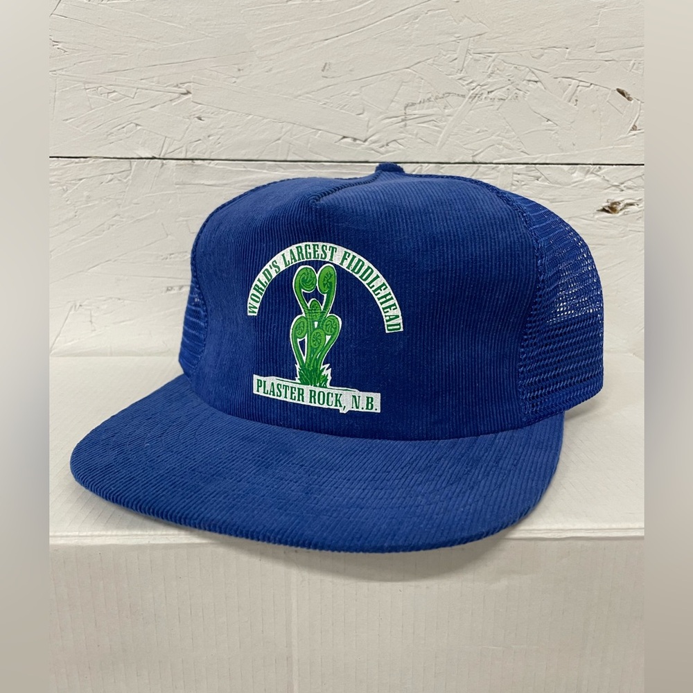 Vintage Blue Corduroy Plaster Rock, NB “World’s Largest Fiddlehead” Snapback, OS